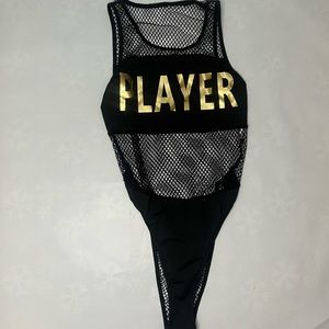 Player fishnet body suit